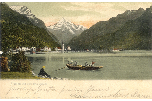 Flülen am Urnersee im schweizerischen Kanton Uri, Postkarte: Sammlung Schiller